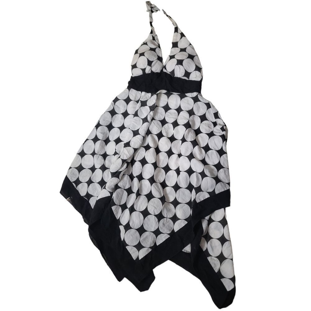 FUNKY PEOPLE Vintage Black/White Marylin Monroe Polkadot Handkerchief Dress‎